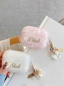 [Customized] Personalized Customized Letters Engraving Name Simplicity Pearl Pendant Shell Pattern Earphone Case Compatible With AirPods 1/2 3 4 Pro 2 Protective Case - Multicolor - View 6