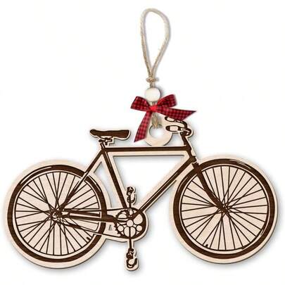 Wooden Ornaments Tree, Cute Bike Shaped Xmas Ornament Decoration, Rider Cycling Ornament Holiday Keepsake Gifts Sport Cycling/Biking Lovers, Cyclists, Riders, Bikers