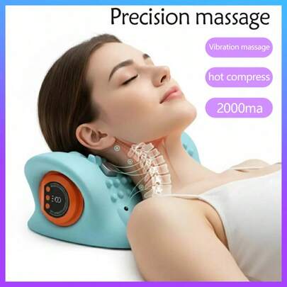 颈椎牵引按摩枕，振动热敷疗法，2000mAh超长续航，办公室工作人员及“低头族”颈椎病患者的必备颈部护理产品