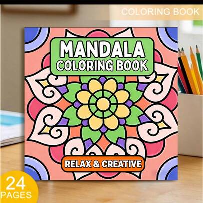 1 pezzo Libro da colorare Mandala | Carta più spessa migliorata 120g | Decorazione per raduni familiari e vacanze (Pasqua, Ringraziamento, Natale, Capodanno, San Valentino) | Mini libro da colorare monocromatico per adulti | Passatempo creativo, disegni carini, illustrazioni artistiche, stampa di alta qualità, carta liscia, motivi disegnati a mano, intrattenimento per la famiglia