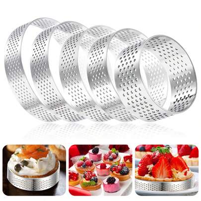 טבעות טארט, טבעות טארט מחוררות, טבעות עוגה מפלדת אל-חלד, תבניות מוס עגולות, לאפיית קינוחים, קליפות טארט פירות מיני, ציוד לחתונה, עיצוב הבית, גאדג'טים למטבח