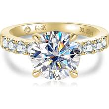 Lab-Created Diamond Ring Features A VVS 1-5 Carat Lab-Grown Lab-Created Diamond, High-Quality Stone, Perfect For Engagement Rings. Crafted In Sterling Silver. Ideal For Wedding Bands, Valentine's Day Gifts, Anniversary Presents, And Eternal Love - 黃色金幣 3.5克拉圓形 - 查看 12
