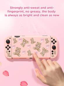1pc Cute Bowknot & Teddy Bear Pattern Protective Case/Cover, Compatible With Nintendo Switch 2 (2025), Switch NS, Switch OLED, Switch Lite, Ideal Gift For Switch 2/Switch Gamers, Pink/Purple - Multicolor - View 6