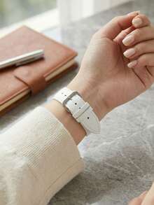 1件經典白色錶帶，適用於38mm、40mm、41mm、42mm、44mm、45mm、46mm、49mm，優雅PU皮革錶帶，適用於Apple Watch Ultra系列11、10、9、8、7、SE3、6、5、4、3、2、1，時尚智慧手錶錶帶，純色時尚錶帶，手錶配件，智慧手錶錶帶，手錶配件 - 白色 - 查看 7