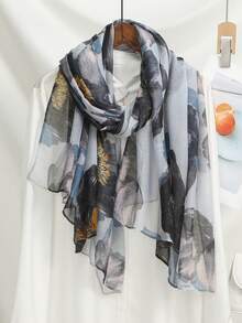 1pc Fashionable Versatile Lightweight Scarf, Breathable Printed Balinese Chiffon Shawl/Headscarf For Women, Spring/Summer - Multicolor - View 2