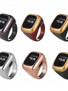 Anillo contador electrónico inteligente OLED, contador electrónico multicanal, anillo contador de cuentas de oración musulmana con hora, fecha y recordatorio de vibración - Multicolor - Ver 11