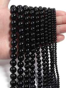 1 String 4/6/8/10mm Natural Black Agate Round Spacer Beads, Suitable For Jewelry Making DIY Bracelets Necklaces - Multicolor - View 2
