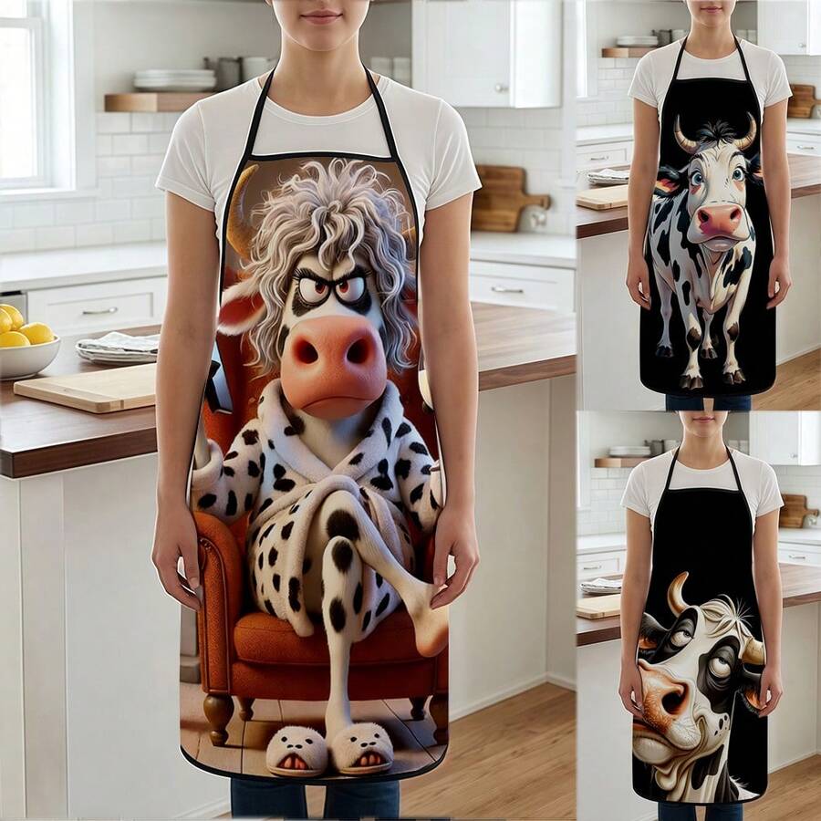 1 pièce, Tablier en polyester à motif animal, convient pour la cuisine, la cuisson et le jardinage - peut être utilisé comme tenue pour la cuisine et la salle à manger
