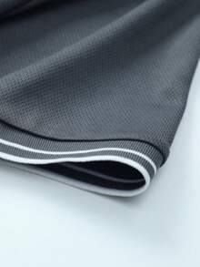 Men's Summer Short Sleeve Casual Commuter Contrast Collar Button Polo Shirt, Suitable For Golf Sports, Grey Polo Shirt - Grey - View 5