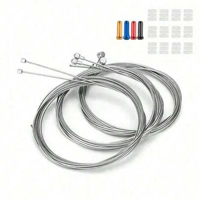 20 piezas/Set Kit de cable de freno y cambio de bicicleta, incluye 2 piezas de cable de freno de 2m, 2 piezas de cable de cambio de 2m, 4 piezas de tapas de extremo de cable de colores y 12 piezas de anillos en O, material de acero inoxidable