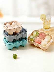 6 Grids Silicone Ice Cube Trays With Lid, Large Sphere Ice Ball Mold For Whiskey, Cocktails And Homemade Drink - Mint Blue - View 1