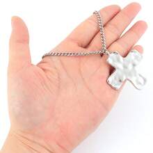 1 chiếc mặt dây chuyền hình thánh giá đơn giản cổ điển, dây chuyền thép không gỉ mạ vàng bạc dành cho nam giới - đi qua - Xem 6