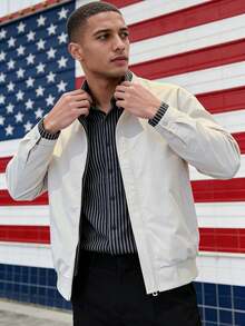 Novedad: Chaqueta a cuadros para hombre estilo <<Rebel-Chic» (efecto dos piezas) -  de primavera/otoño | El estilo streetwear más candente del momento - Blanco - Ver 4