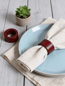 2-6pcs Rosewood Color Napkin Rings, Suitable For Tabletop Decor, Weddings, Thanksgiving And Home Decoration - Multicolor - View 3