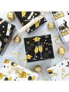 12/6 pezzi Set di confezioni regalo per laurea, confezioni per souvenir per festa di laurea, carta da regalo per la stagione della laurea, carta per decorazione tavolo dolci per laurea, carta da regalo per festa di addio, decorazioni per il ritorno a scuola, scatola regalo per feste a tema - Visualizzare 3