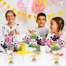 6 piezas de varitas de papel para bautizo de bebé, baño, revelación de género, fiesta de cumpleaños de fútbol rosa, decoraciones para fiesta con tema deportivo, centro de mesa - Multicolor - Ver 1