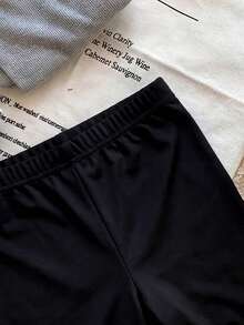 1pc Girls Basic Black Shorts, Simple Summer Casual Wear For Toddlers - Black - View 3