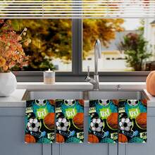 2/4/48pcs 2026 World Cup Football Pattern Print Kitchen Towels - Super Soft, Highly Absorbent Polyester Dish Towels & Hand Towels, Ideal For Holiday, Kitchen, Party Decor - Multicolor - View 8