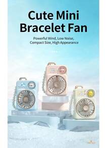 MEET SUN 迷你手持风扇+串珠手持风扇+桌面风扇+500mAh可充电电池，3档风速可调，便携式，桌面/手持/化妆工具，夏季降温神器，静音风扇 - 手持 - 查看 2