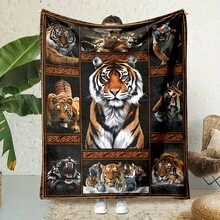 3D Visual King Of The Forest Tiger Plaid Blanket, Suitable For All Seasons, Warm And Cool - A - Xem 3