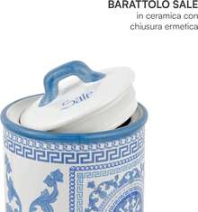 Baroni Home Accessori da Cucina, Linea Maioliche Blu, Barattolo Sale - Saliera - Ver 4