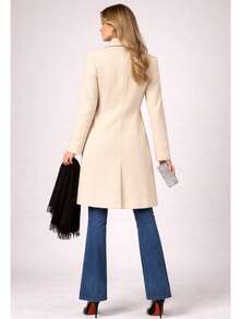Women's Overcoat, Winter, Autumn, Elegant, Double Button, Office - Nude - 查看 3
