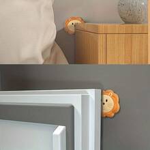 4-Piece Cute Lion-Shaped Silicone Door Stopper Pads - Shock-Absorbing, Noise-Reducing, Easy To Install, Suitable For Walls, Glass, Tiles, And Metal - Orange And Yellow Design, Home Protection, Quiet Door Experience, Wall Protection Device| Cheerful Design| Shock-Absorbing Pad, Door Handle Bumper - 4 Little Lions - View 8