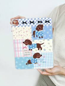 1 件装拼接蓝色格子腊肠犬印花透明平板电脑保护套，饰有蝴蝶结、星星、爱心元素，可爱又治愈，充满少女魅力，兼容 iPad Pro 11 英寸、Air 2、Air 第五代（2022 年）、Air 11 英寸（M2，2024 年）、Air 11 英寸（M3，2025 年）、第十代 - 無色 - 查看 28