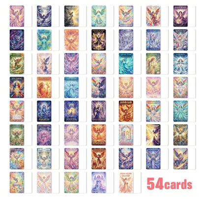 54pcs Mystery Magic Angel Oracle Cards With Watercolor Illustrations And Inspirational Meditation Guidance, For Self-Healing