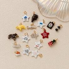 1件新款田园风夏季绘画插画DIY吊坠，采用14k铜材质，包含白虎、福袋、糖果、海狮、哑铃、小房子等图案元素。 - 彩色 - 查看 6