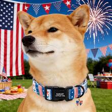 Elegant Little Tail Independence Dog Collar With Pendant Blue USA Flag Sailor Bow Pattern Quick-Release Plastic Buckle Pet Collars Adjustable Pet Collar For Small Medium Large Dogs - Navy Blue - View 7