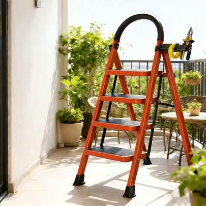 330 LBS Load Capacity Step Ladder | Heavy Duty 3/4/5 Steps Ladder With Anti-Slip Steps & Safety Handrail