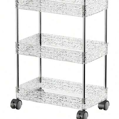 Xe đẩy đựng đá viên nhiều tầng di động trong suốt, có bánh xe, kệ nhiều tầng, giá đựng đồ ăn nhẹ và đồ dùng linh tinh tại nhà, giá đựng đồ di động cho nhà bếp, phòng tắm, phòng ngủ.