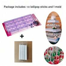 34pcs Chocolate Mold Set With 100pcs Chocolate Lollipop Sticks, Home Kitchen Chocolate Candy Baking Tools, Pastry Making Supplies - Clear - View 2