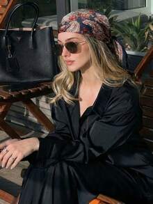 1 chiếc khăn vuông thời trang mùa hè dành cho nữ, họa tiết Paisley, kích thước 90cm, khăn trùm đầu/khăn quàng cổ đa năng, khăn bandana thường ngày với họa tiết hạt điều. - 01-Xanh hải quân - Xem 5