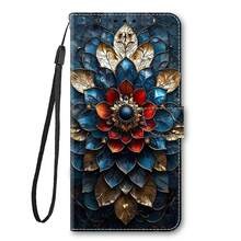 GLANDOTU Colorful Glass Floral Pattern PU Leather Wallet Phone Case With Card Slots And Lanyard; Flip Cover Stand Phone Case Compatible With Multiple Phone Brands And Models - Multicolor - View 6