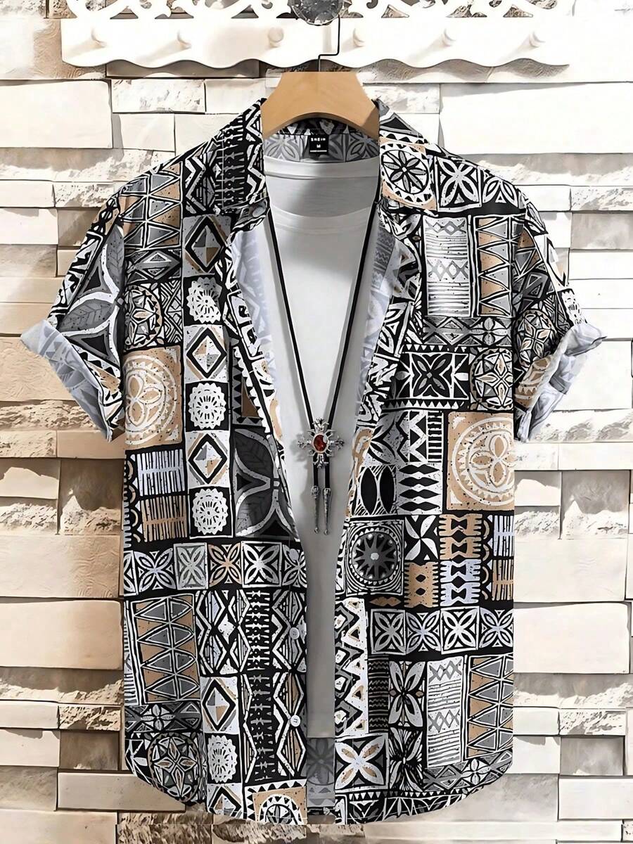 Summer Hawaiian Floral Short Sleeve Polo For Men - A508D-AL23656 - 查看 1
