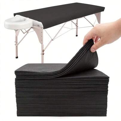 Bộ ga trải giường dùng một lần | Ga trải giường massage SPA màu đen, 80 x 180 cm, Ga trải giường dùng một lần, Ga trải giường làm đẹp, Chăn massage, Dày dặn, Bảo vệ vệ sinh, Chăm sóc sắc đẹp