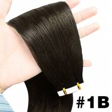 20片装隐形胶带式接发片 - 真人发丝，直发浓密编织，咖啡色、深棕色和金色，长度40.64-50.8厘米，每片40克，打造自然女性发型 - 彩色 - 查看 16