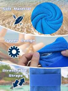 1pc Portable Beach Sand Cleaning Bag, Outdoor Beach Camping Sand Removal Towel, Beach Essentials, Pool Float - Multicolor - View 8
