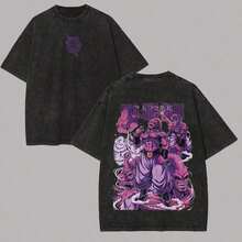 1PC Dragon Majin Buu Evolution Oversized Graphic T-Shirt, Vintage Washed Black Crew Neck Tee, Evil Symbol Front Print & Back Multi-Form Anime Graphic Top For Streetwear Enthusiasts, Anime Shirt, Mens Clothes, Mens T Shirts, Unisex Casual Streetwear Japanese Anime T-Shirts Summer Tops Summer Clothes Shirts Summer Graphic Tees Women T Shirts Summer Outfits For Women Vacation Outfits Women  Tropicoqueta Outfits Tropical Outfits For Women Going Out Tops Women Tropical Outfits For Women Going Out Tops T Shirts Women Summer Top Graphic Tees Women 4th Of July Outfit Women Fathers Day Gift Summer Tops Y2k 4th Of July Oversized T Shirt Streetwear Women - màu đen - Xem 1