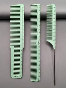 19 Styles Hair Styling Comb Set, 1pc/3pcs/4pcs/6pcs Hair Cutting Comb Kits, Heat Resistant Material, Durable, With Ruler, Suitable For Men, Women, Long/Short Hair, Professional Salon, Barbershop, Home Styling, Wedding Makeup, Travel Essentials - Mint Green - View 27