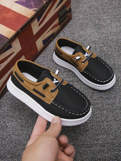 1双男女童休闲套脚运动鞋，时尚复古撞色设计，舒适透气平底运动鞋，适合日常穿着、上学、四季皆宜。