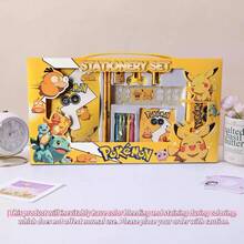pokemon Cartoon Character Licensed Stationery Gift Set, Including Pencil, Notebook, Pencil Sharpener, Pencil Case, Ruler, Eraser, Crayons - Multicolor - View 7