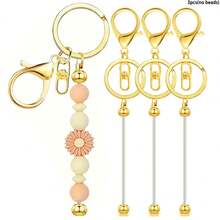 1/3/6/12/24/36 Beaded Keychain Strips, Alloy Blank Beaded Keychain DIY Keychain Accessory Kit, For Pendant Jewelry Making Gifts - One Size - View 8
