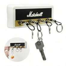 Guitar Keychain And Key Holder Set, Wall Mounted Guitarist Gift Box With 4 Guitar Jack Plug Keychains, Unique Music Themed Key Rack For Men Women, Home Entryway Wall Decor Organizer - 白色鑰匙圈底座+四個插頭 - 查看 5