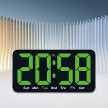 4-Season Large Digital Display Clock With Temperature, Wall Mounted Electronic Clock With Date, Week, Temperature, Dual Alarms, 3 Brightness Levels, Suitable For Living Room, Bedroom, Office, USB Powered Or 2*AAA Batteries (Batteries Not Included) - Multicolor - View 11