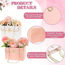 10個/組花卉紙製禮品盒，婚禮花束保存桶，適合她/他，優雅花籃禮品盒，耐用紙質材料，附金屬鏈條的花束收納手提袋設計，便攜式花束盒，適用於婚禮季節、情人節、母親節、生日、新娘派對、各種聚會，可用作花店的小花束攜帶袋 - 10pcs - 查看 7