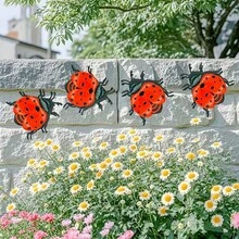 4pcs Metal Ladybug Wall Art Decor, Suitable For Garden, Yard, Living Room, Bedroom, Patio, Balcony - No Electricity Needed, Outdoor Fence Art Decoration, Ideal Gift For Family And Friends - Metal Ladybug - View 3