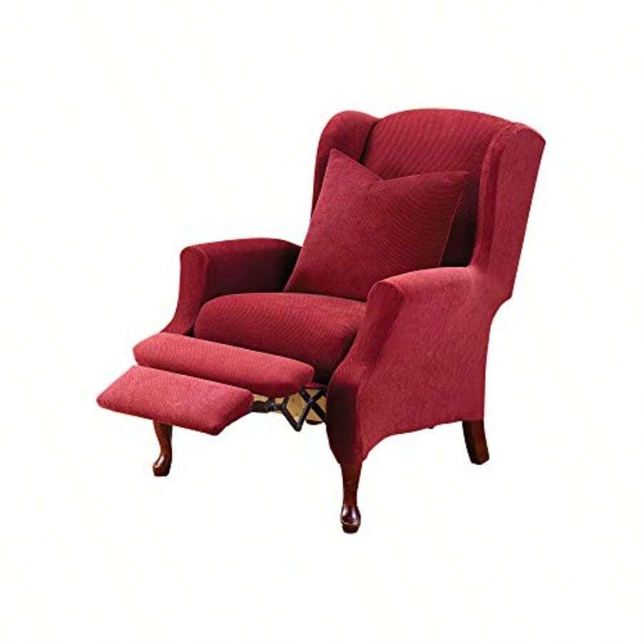 SureFit Funda para sillón Tejido piqué SF28976 Piqué elastizado Crema Sillón de Dos plazas 1 - Granate - Ver 1